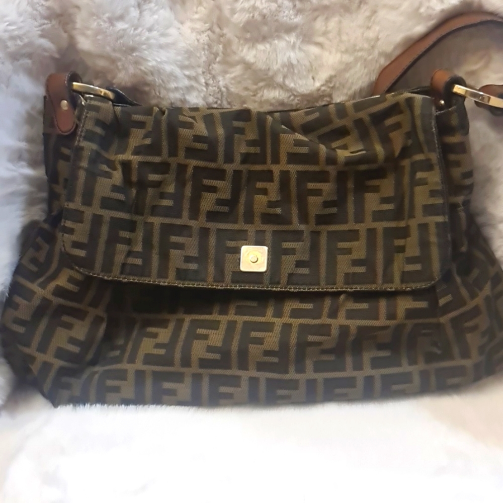Authentic Fendi Chef Pequin Stripe shoulder bag - 2 ways.